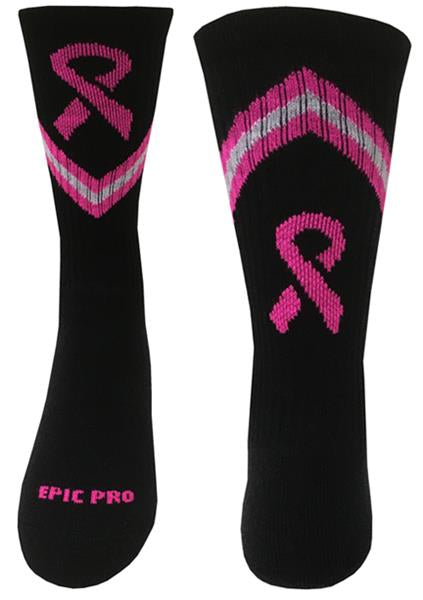 Pink Ribbon VBack Crew Socks